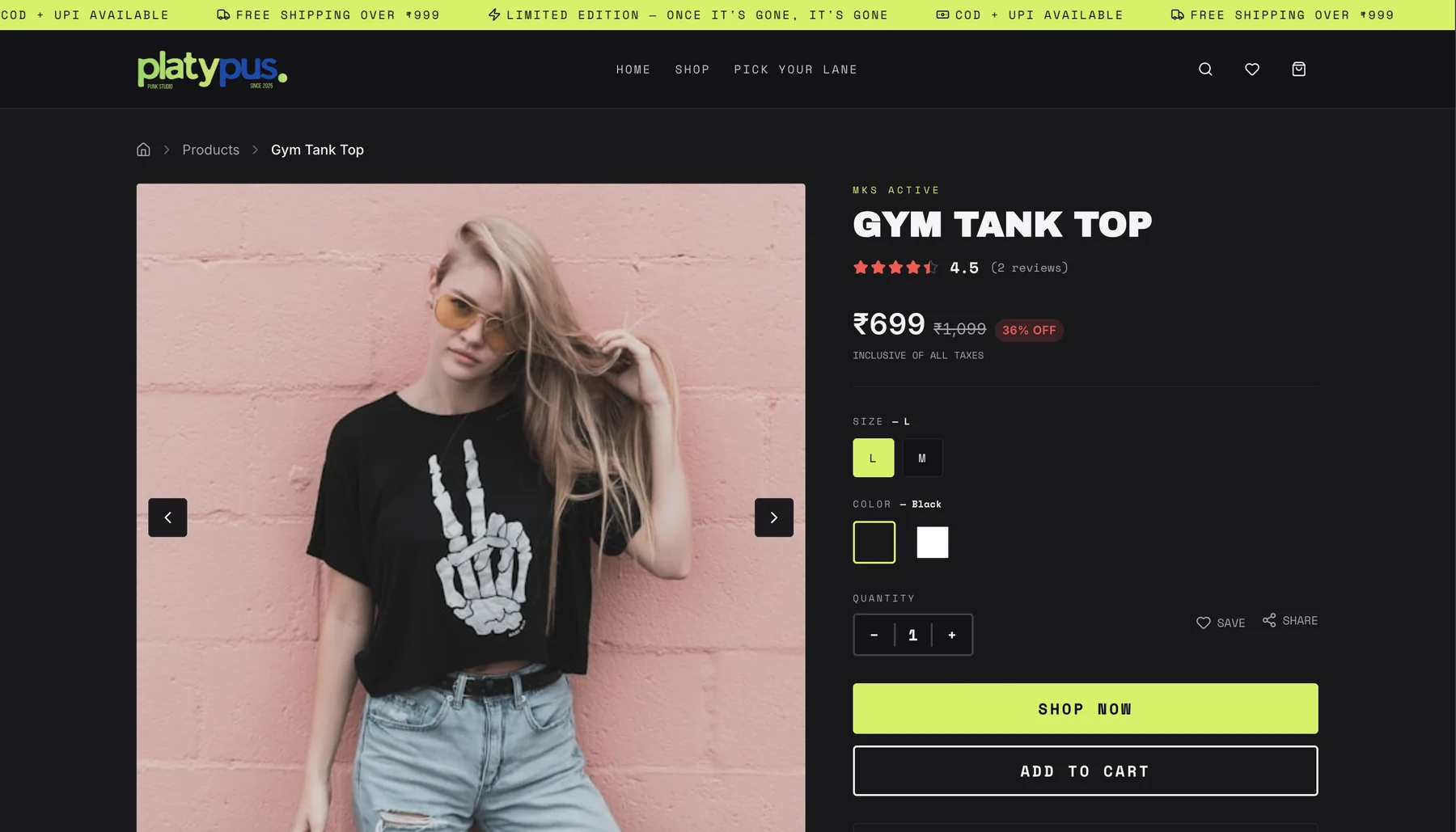 Your branded online store — desktop view